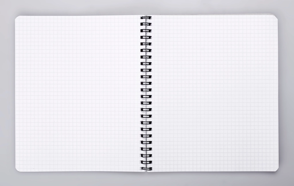 Carnet ouvert pos&eacute; &agrave; c&ocirc;t&eacute; d'une horloge, page couverte de lignes courtes